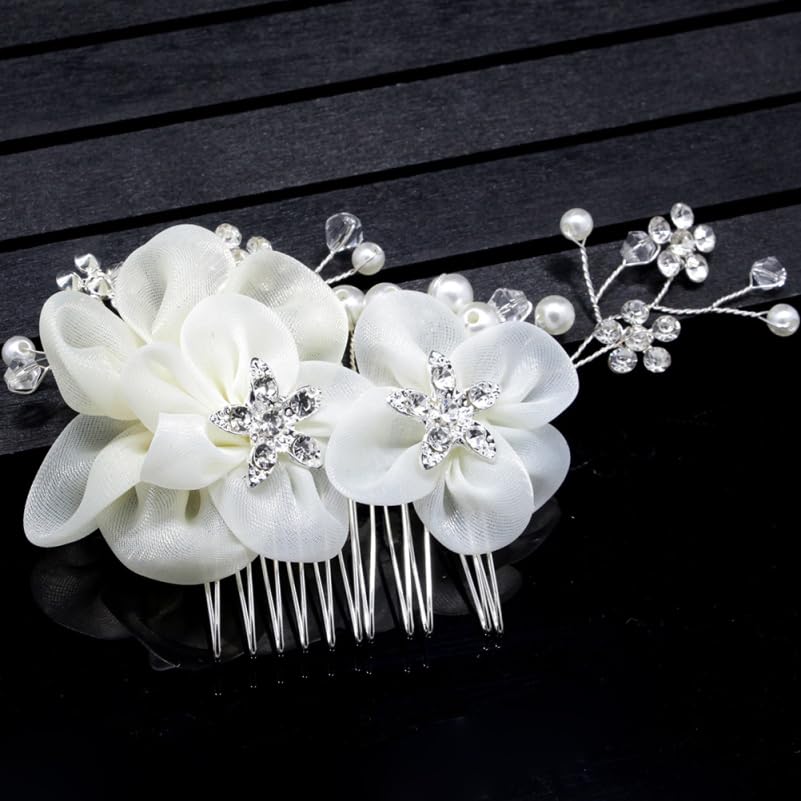 minkissy Bride Hair Comb Wedding Hair Slides Comb Silver Hair Combs Slides for Women Hair Accessories for Bride Girls - Image 4