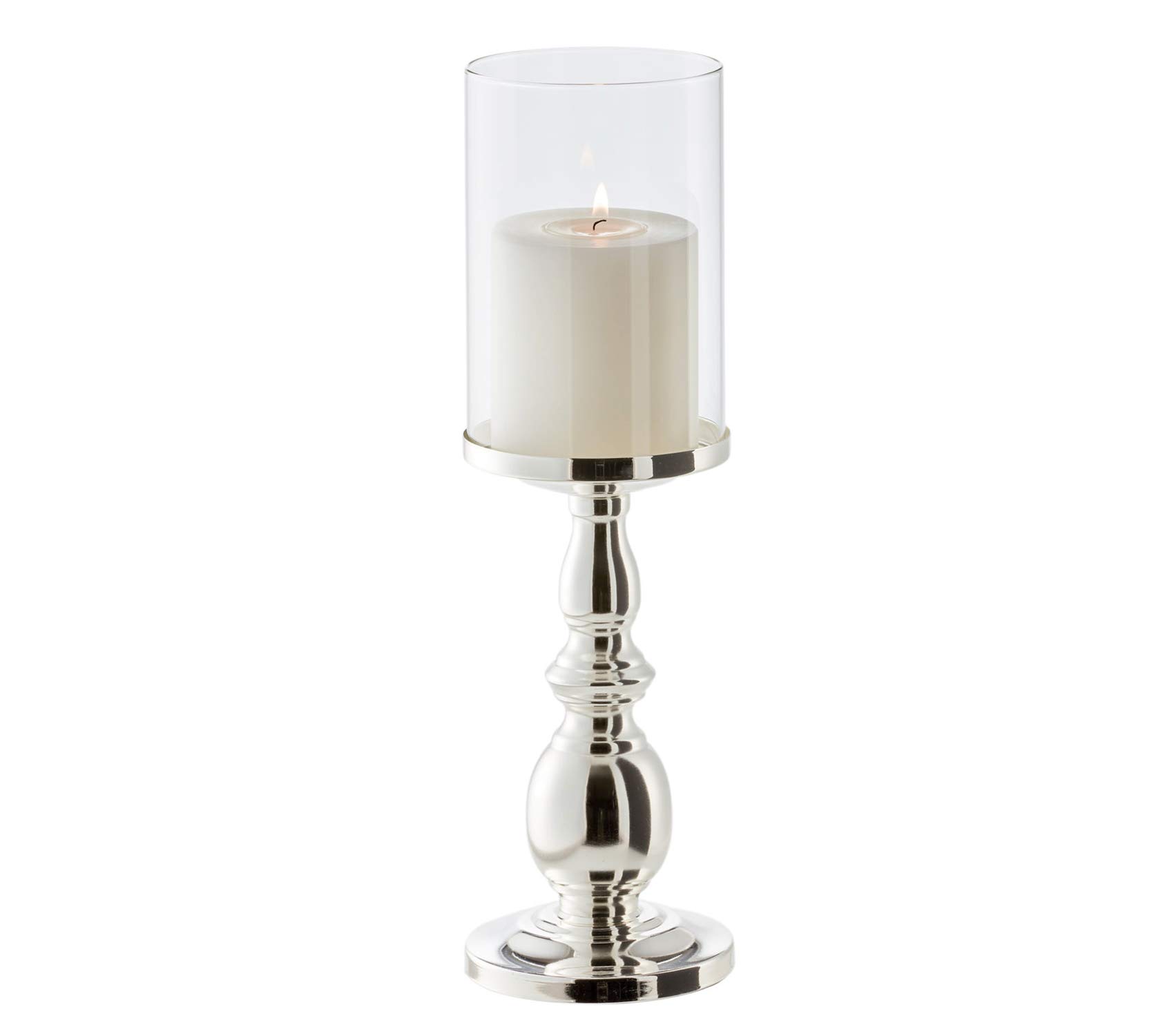 Edzard Silver Candlestick/Windlight Mascha, Height 13,4 In, Plated, Tarnish Protected, For Candles Up To Ø 3,9 In