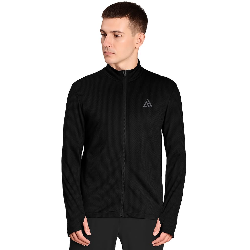 London HillsMen's Polyester High Neck Full Sleeve Full Zip with Pocket Solid Sports Track Standard Length Jacket