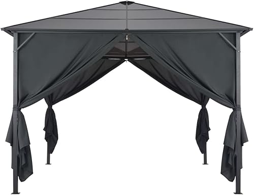 Miniatura 2 de vidaXL Gazebo con Cortina Aluminio 118" x 118" Negro