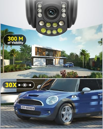 Ctronics 4K Security Camera Outdoor, 30x Optical Zoom, 180m Night Vision, 2.4/5Ghz WiFi, AI Human/Vehicle/Pet Detection, Auto Tracking with Zoom, Preset Cruise Paths, 256GB TF Card/FTP/Cloud, Metal - Image 4