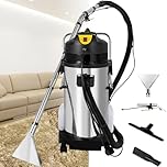 DHMYDPDZ 40L/11Gal Commercial Carpet Cleaning Machine, 3-in-1 Wet Dry Vacuum Cleaner for Carpet/Floor/Auto Detailing, 1049W 230mbar Suction, Stainless Steel Shampooer with 22.97ft Cord and Wheels