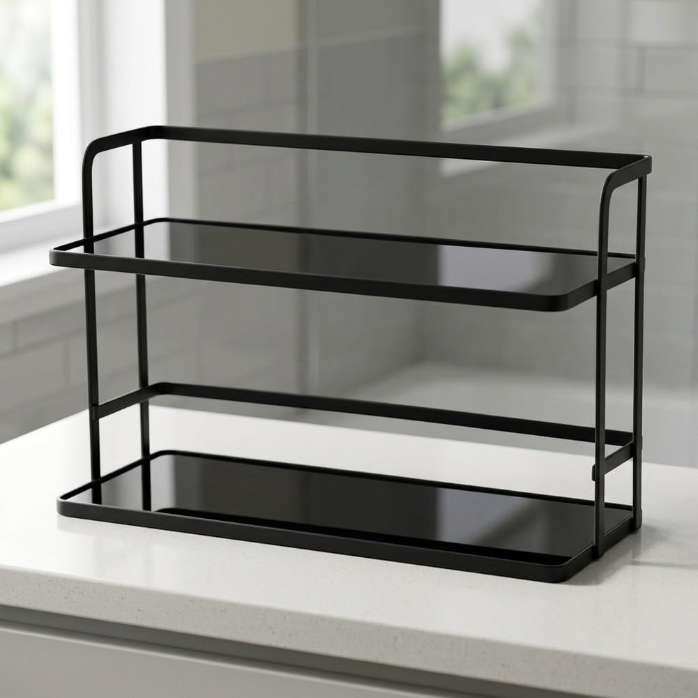 Organizador Cocina 2 Baldas para acero Negro Organizador Cocina