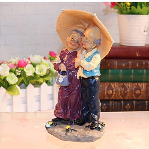 Nanxin Love Grandparents Parents Anniversary Wedding Gift Resin Loving Elderly Couple Figurines Decoration Old Age Life Home Decor For Bedroom Living Room With Gift Card (Umbrella) #TOP4