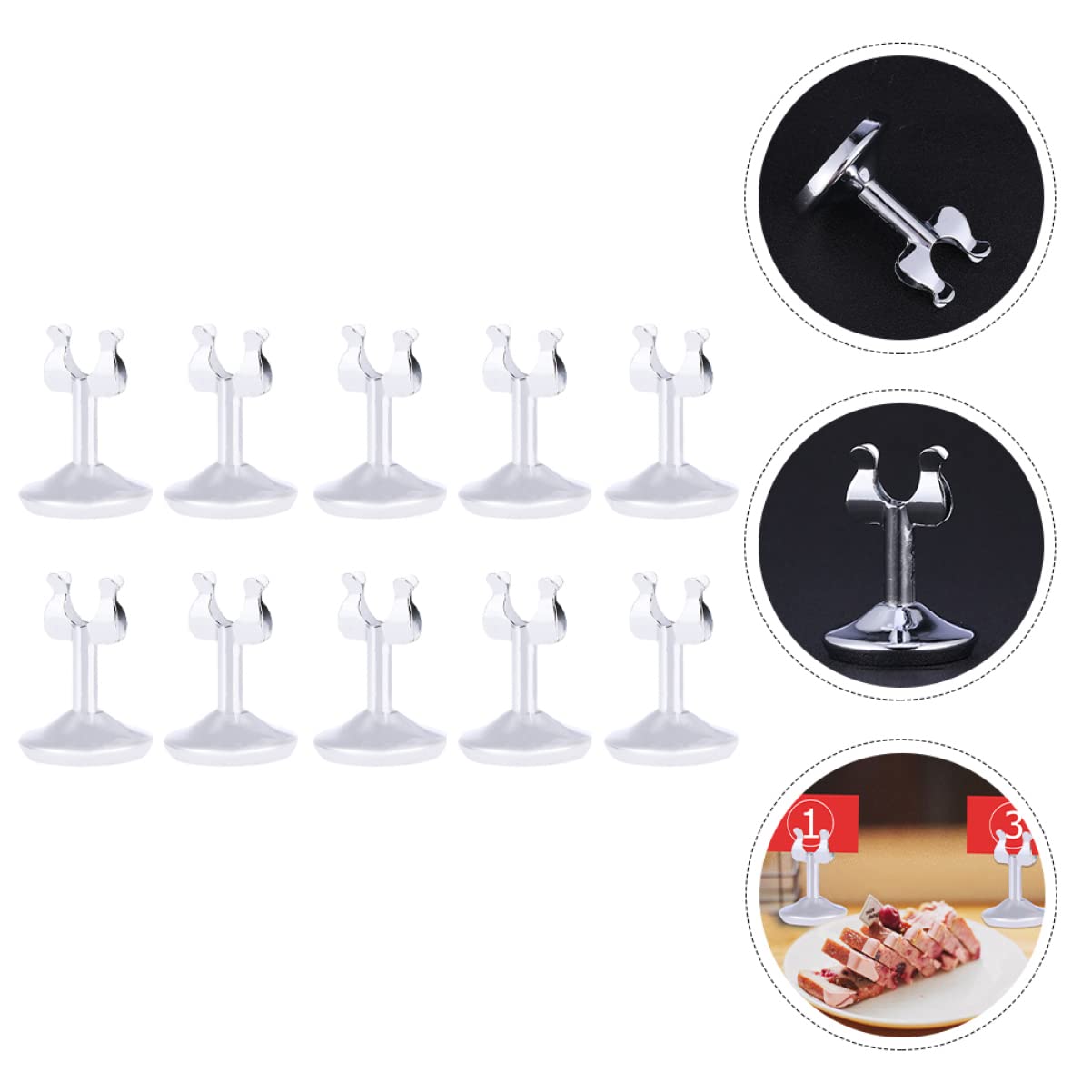 Lot de 10 Porte-cartes en U en Acier Inoxydable, Support de Numéros de Table Notes Papier, pour Mariage et Fêtes D'anniversaire
