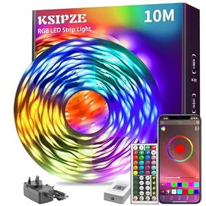 KSIPZE 10m Led Strip Lights RGB Music Sync Color Changing, Led Lights with Bluetooth App Remote Control, Flexible Lights for Bedroom Lighting Home Decoration