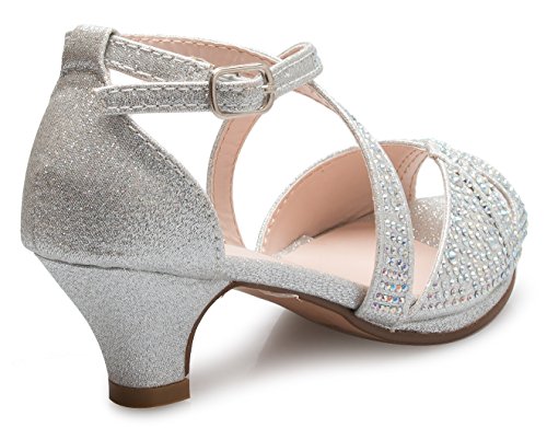 Image of Olivia K Girl's Cute Adorable Strappy Glitter Open Toe Heel Sandals - Adjustable buckle