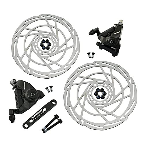 RIDEREVER MCX-2 Flat Mount Dual-piston Mechancial Disc Brake Set w/ 160mm Rotors, Black, RD2318