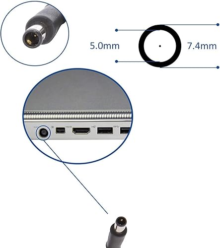 Miniatura 5 de 2 unids DC adaptador de alimentación punta 0.291 in x 0.197 in macho conector conector adaptador de cable de coleta para Dell HP portátil adaptador