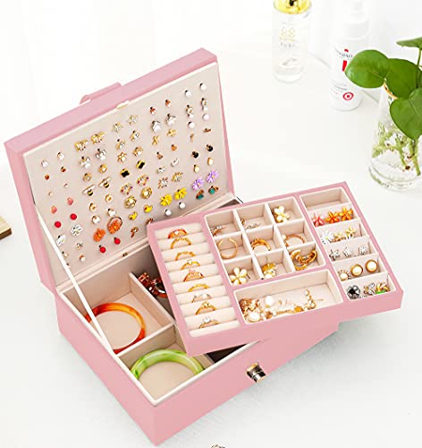 Qbestry Girls Jewelry Box Earring Holder Organizer For Girls Earring Organizer Teen Jewelry Box Organizer For Girls Pink Jewelry Boxes For Earrings Necklace Ring Stud Earring Box Organizer For Girls thumb #6