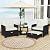 Yaheetech Balcony Furniture Outdoor 5 Piece Patio Conversation Set, PE Wicker Rattan Lounge Chairs, Side Table & Ottomans with Cushions & Pillows for Backyard, Porch, Garden, Black/Beige