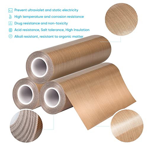 Image of PTFE Coated Fiberglass Telfon Tape,high Temperature Tape;Drying Mechanical Conveyor Belt; Welding Sealing Tape; -196℃ - +300℃ (Brown, 100mm x 12yards x 0.18mm)