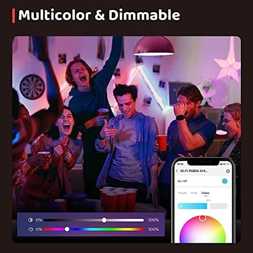 OREiN Smart Bulb B22 Alexa Light Bulbs RGBW Smart WiFi Colour Changing Bulb Dimmable with Music Sync 806LM 8.5W 1800-6500K App-Control Compatible with IFTTT Alexa Google Home Siri SmartThings 4-Pack