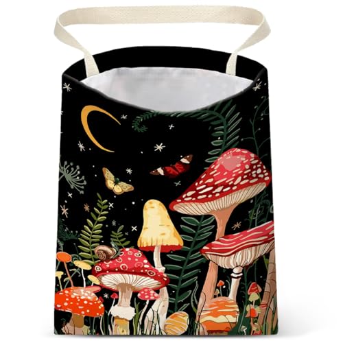 Image of Car Trash Bag Hanging No Snap Small Garbage Bag for Car Back Seat Cute Printed One-handed Strap Trash Bags Car Accessories-Mushroom Car Trash Bags