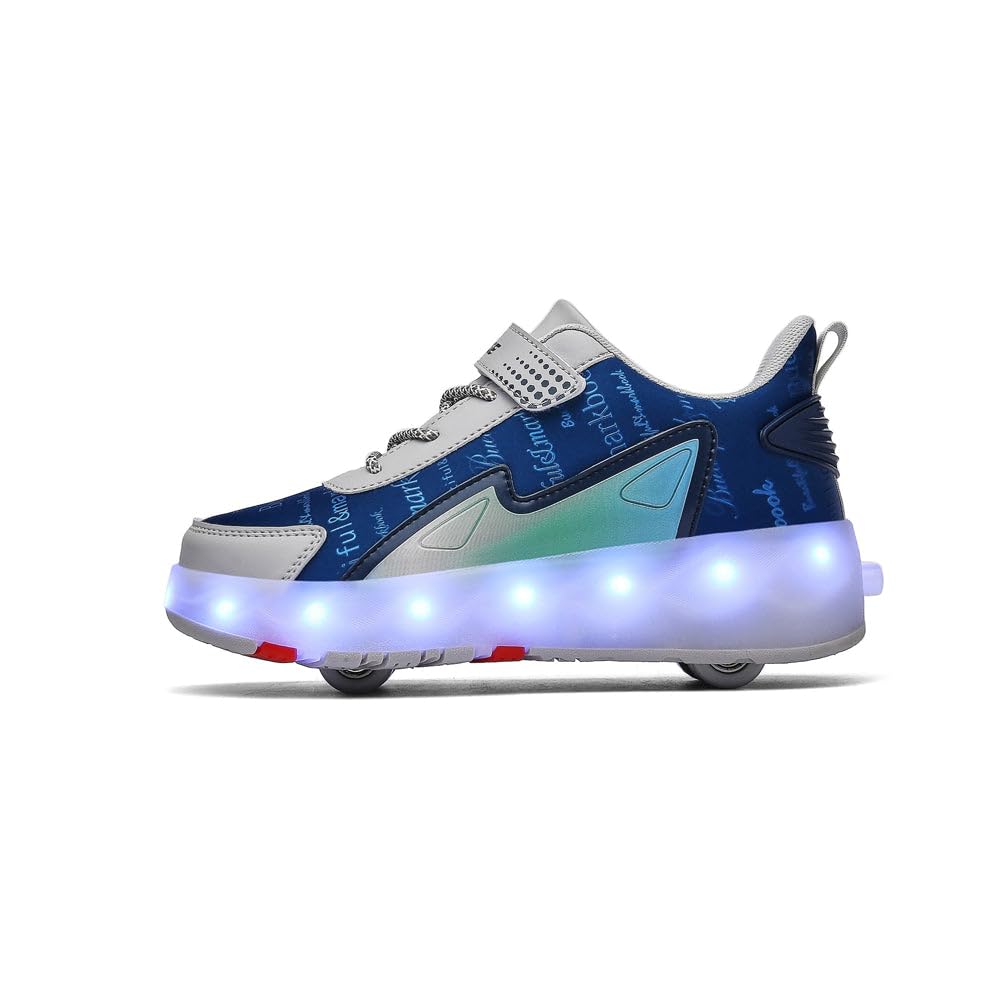 Sneaker per Bambini,Scarpe da Skateboard a Due Ruote,Luce a Cambio Colore Regolabile,Ricarica USB,universali per Ragazzi e Ragazze,Nero Rosa Oro Argento 27–40 EU