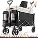 Navatiee Wagon Cart Heavy Duty Foldable, Collapsible Wagon with Smallest Folding Design, Utility Grocery Wagon for Camping Shopping Sports