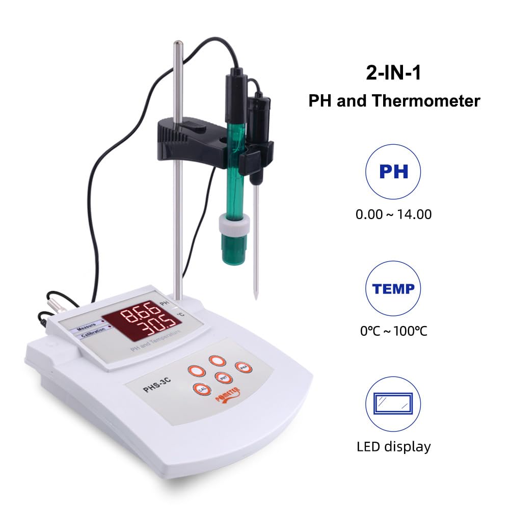 Medidor De Ph Digital De Sobremesa, Analizador De Calidad Del Agua De Alta Precisión, Compensación Automática De Temperatura, Autocalibración De 2 Puntos Y Pantalla Led