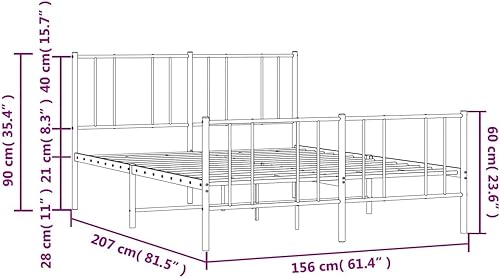 Miniatura 20 de YAFF Marco de cama de metal de 81.5 x 41.3 x 35.4 pulgadas, marco de cama de plataforma de acero resistente con cabecero, no necesita somier, sin