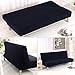Solid Colour Armless Sofa Bed Cover Polyester Spandex Stretch Futon Slipcover 3 Seater Elastic Full Folding Couch Sofa Shield fits Folding Sofa Bed Without Armrests 80