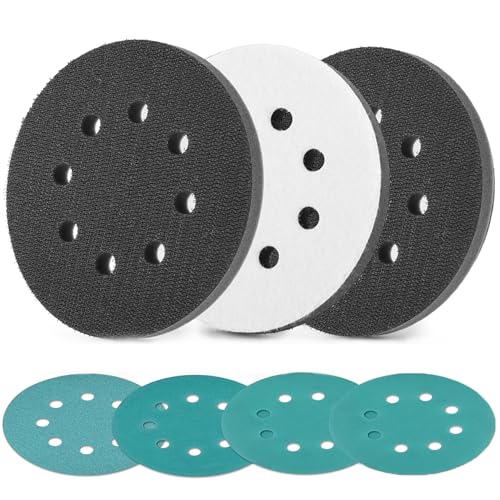 Almohadillas de interfaz de espuma para lijadora orbital con kit de papeles de lija de 8 agujeros 2