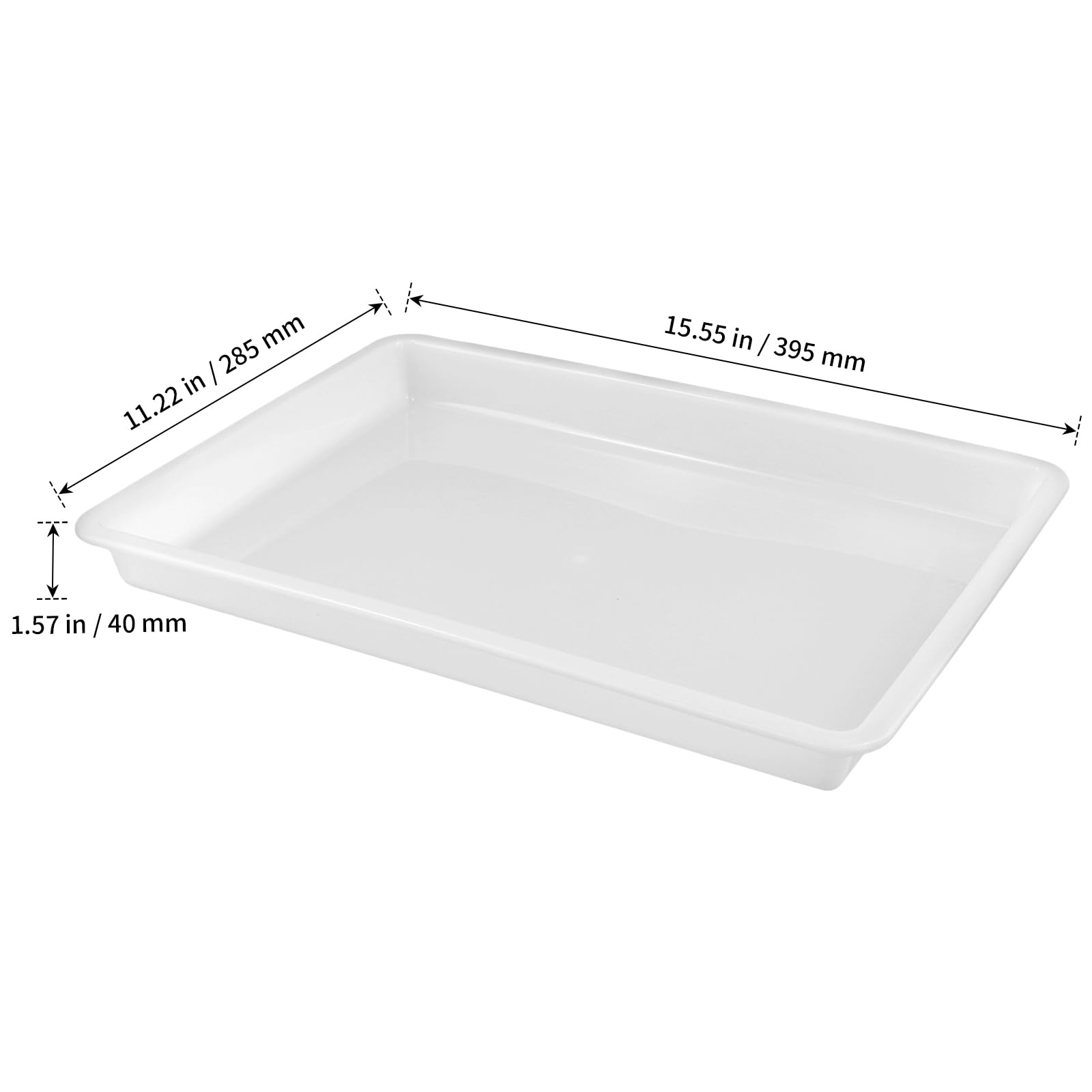 15 vassoi rettangolari in plastica bianca, 39,5 x 28,5 x 4 cm, per ristoranti, piccoli vassoi in plastica per attività fai da te