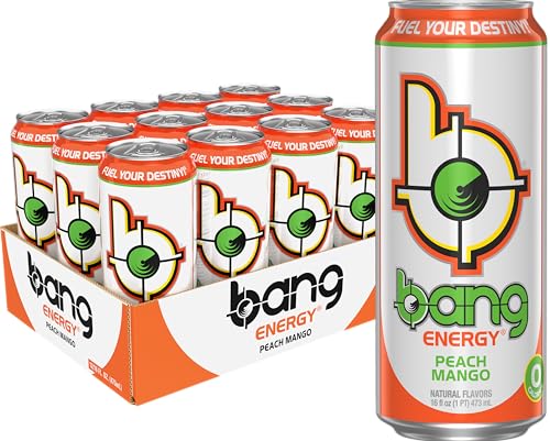 Bang Energy Peach Mango, Sugar-Free Energy Drink, 16-Ounce