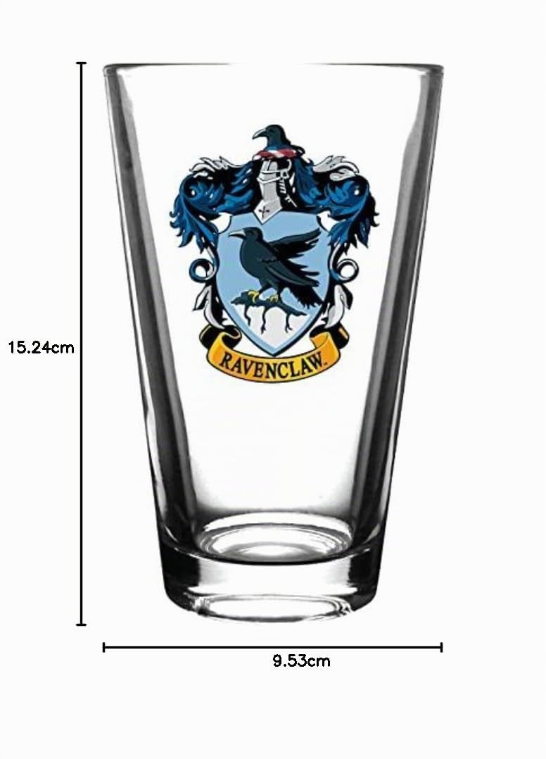 Harry Potter Lot de 4 verres à bière avec blason de la maison Gryffondor, Serpentard, Poufsouffle et Serdaigle Capacité 473 ml