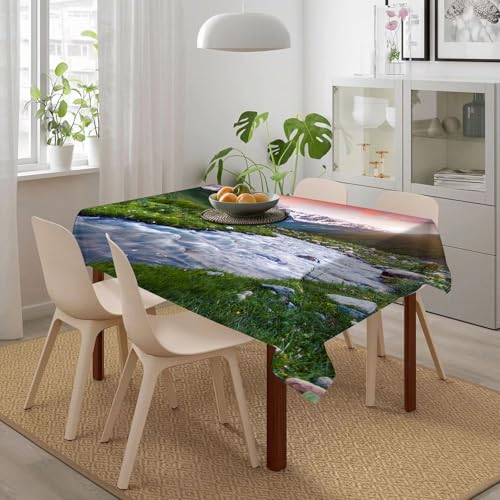 HWFOI Homes Mantel Estampado de 152x228 cm,para 100% algodón,Lavable a máquina,Duradero,Rectangular,para casa,Restaurante,Conjunto de Lagos, Cielo Nublado Colorido, Faldas Shkhara, Svaneti, Georgia,