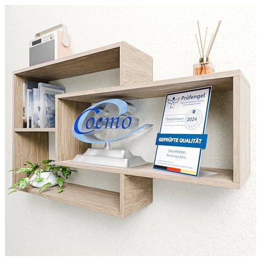 TRAUMMÖBEL Wandregal Sonoma Eiche Dekor Bücherregal Holz Hängeregal Schweberegal für Wohnzimmer, Schlafzimmer und Küche