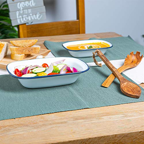 image for Argon Tableware 2pc White Enamel Pie Dishes Set - Steel Outdoor Campin