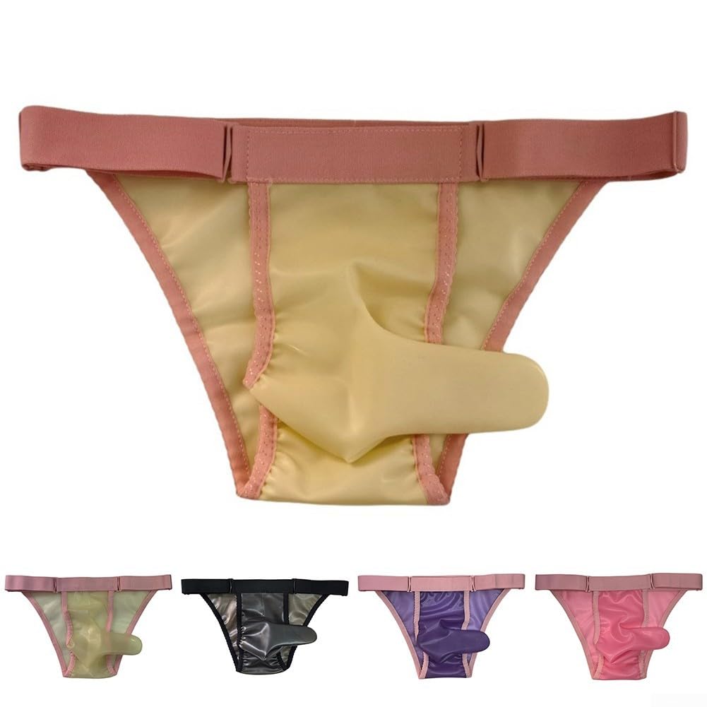 Slip en latex pour homme, style transparent pour événements et fêtes, lingerie parfaite (taille L, violet)