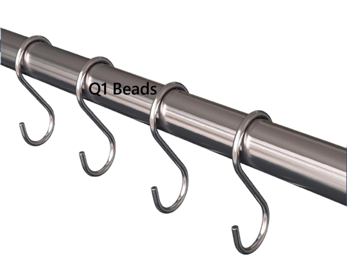 Q1 Beads 12 Pcs. Sturdy(4 mm) Stainless Steel 3 inch S Hook Hanger for Hanging in Kitchen Hangers Bathroom/Bedroom/Shop/Showroom Storage Room Office Outdoor Multiple uses- Pack of 12