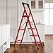 JOISCOPE 5 Step Ladder, Non-Slip Wide Tread Household Step Ladder, Foldable Portable Ladder Tool, Multifunctional Strong Ladder for Indoor and Outdoor Household Office, Quality Upgrade, Red