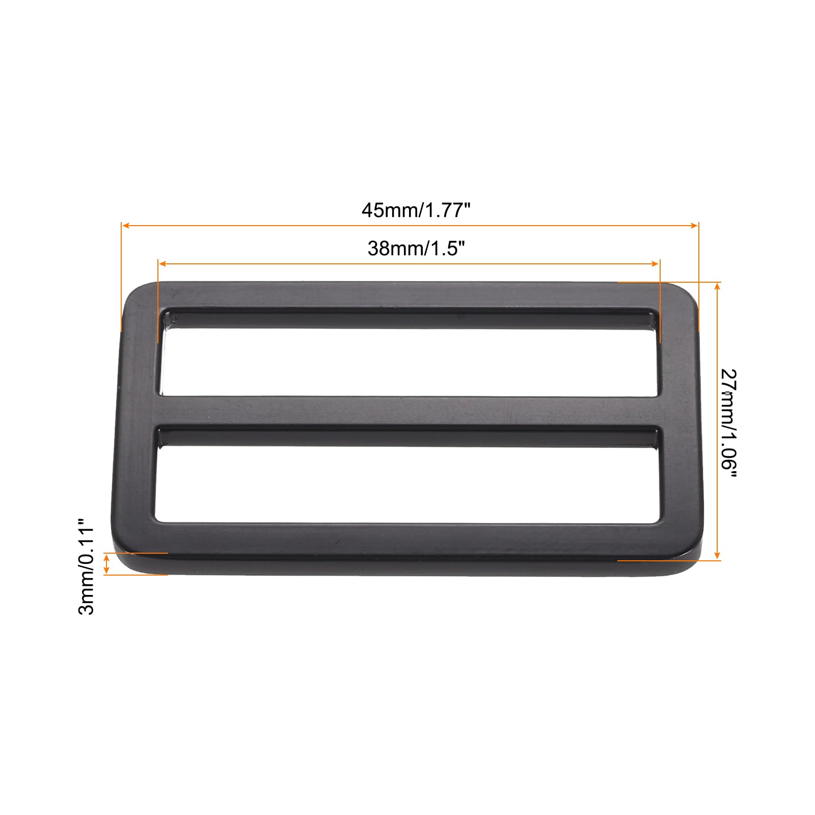 PATIKIL 1.5 Inch Tri-Glide Slide Buttons, 10 Pack Adjustable Buckle Webbing Strap Fastener for Backpack Bag Belt Matte Black - Image 2