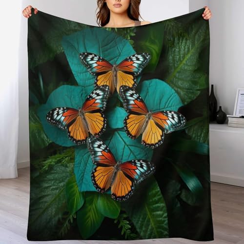 Manta supersuave mullida y cálida de microfibra con diseño decorativo de mariposa 2