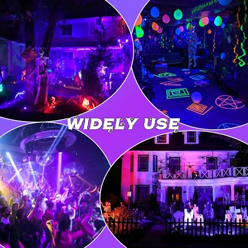 Image of 2 Pack 50W LED Light, uv lamp for Glow Party, Glow in The Dark Party Supplies IP65 Waterproof Black UV Floodlight for Light Party
