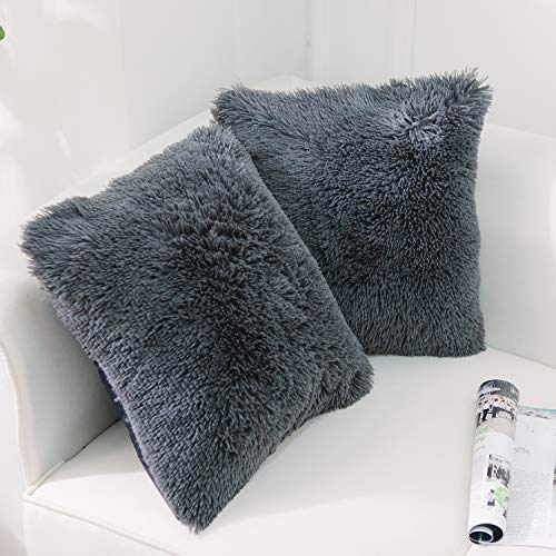 Image of Faux Fur Throw Pillow Covers for Couch Decorative Pillows 16x16 Inch
