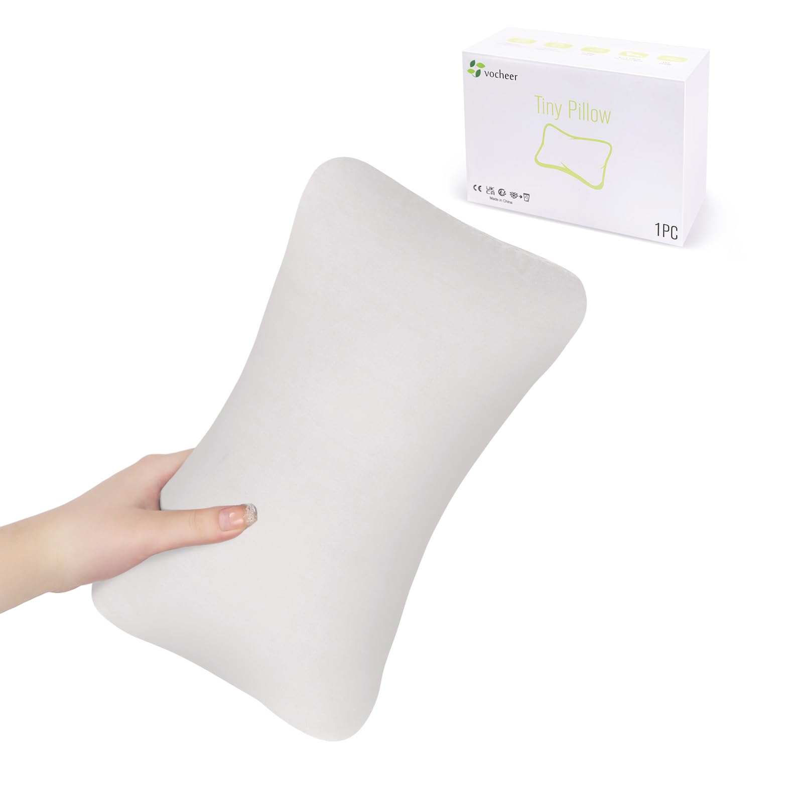 vocheer Small Pillows for Sleeping, 11"x7" Mini Pillow for Travel, Tiny Pillow for Neck, Lumbar, Knee, Wrist, Pets, Cotton Small Back Pillows for Travel, Bed, Office, Machine Washable, Dove-1pc
