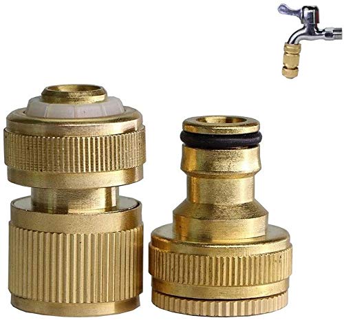 Raccordi filettati 1 set / 2 pezzi Adattatore per acqua da giardino in ottone G1/2 '' 3/4 '' Filettatura ucet Connettore ad innesto rapido, tubo da 1/2 pollice Pistola ad acqua Raccordi per lavatrice