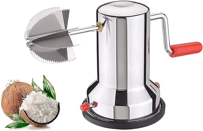 Gadget Deals- Coconut Scraper Manual | Coconut Scraper for Home |with vacumm Base Sturdy Stainless-Steel Body, Sharp Blades
