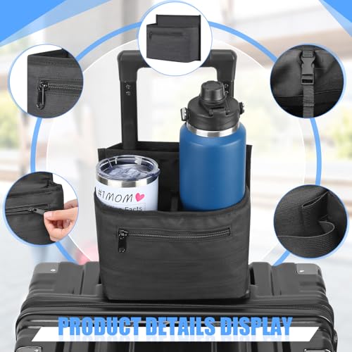 Image of 2 Pack Luggage Travel Cup Holder for Suitcase, Drink Carrier for Traveler