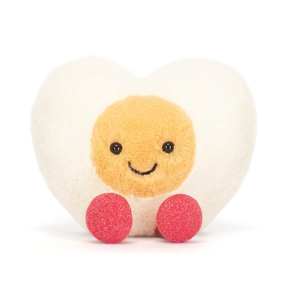 Jellycat Amuseables Cœur en peluche œuf à la coque, 7,6 cm de hauteur assise