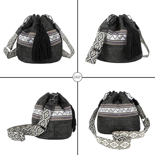 Bolso de hombro pequeño con cordón de tejido de paja, bolso de playa para verano, de Goclothod miniatura 3
