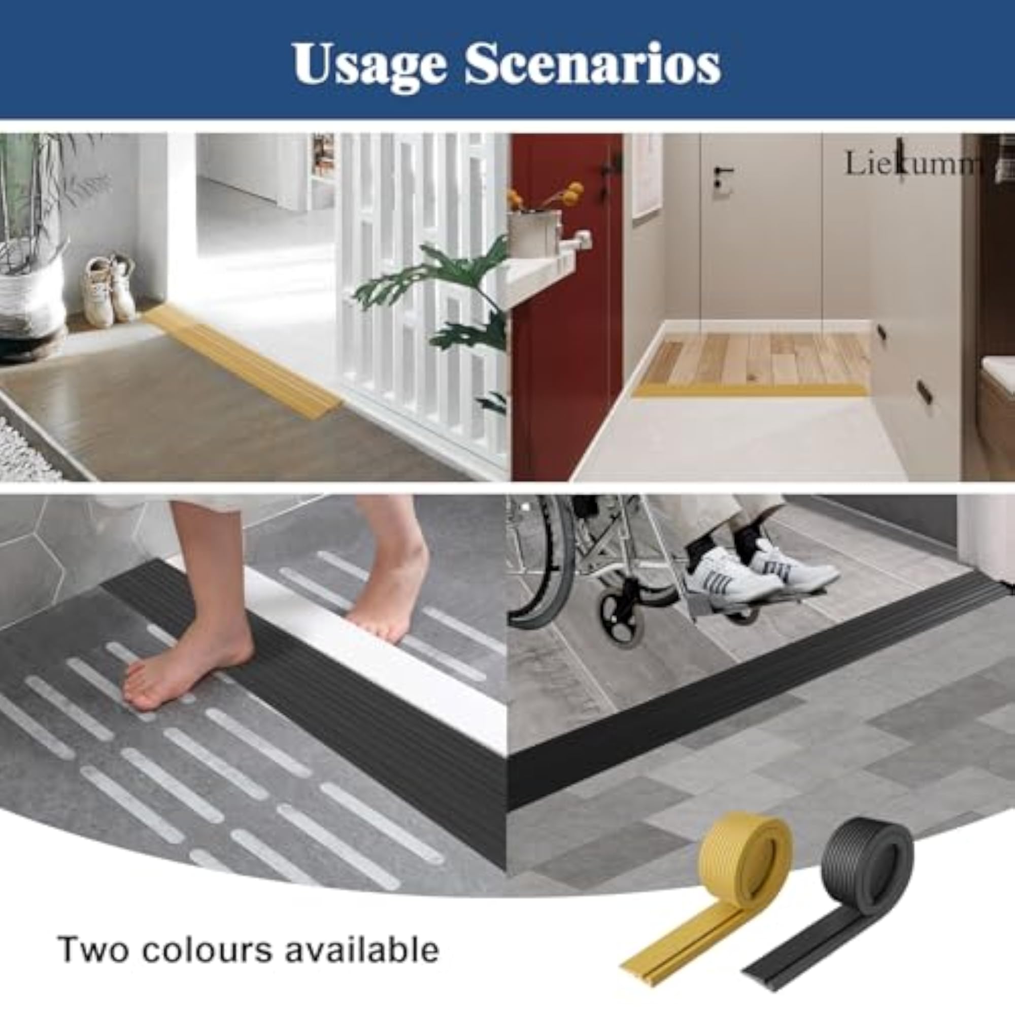 LIEKUMM Self Adhesive Door Sill Ramp for Wheelchairs, 1700 Pounds Capacity