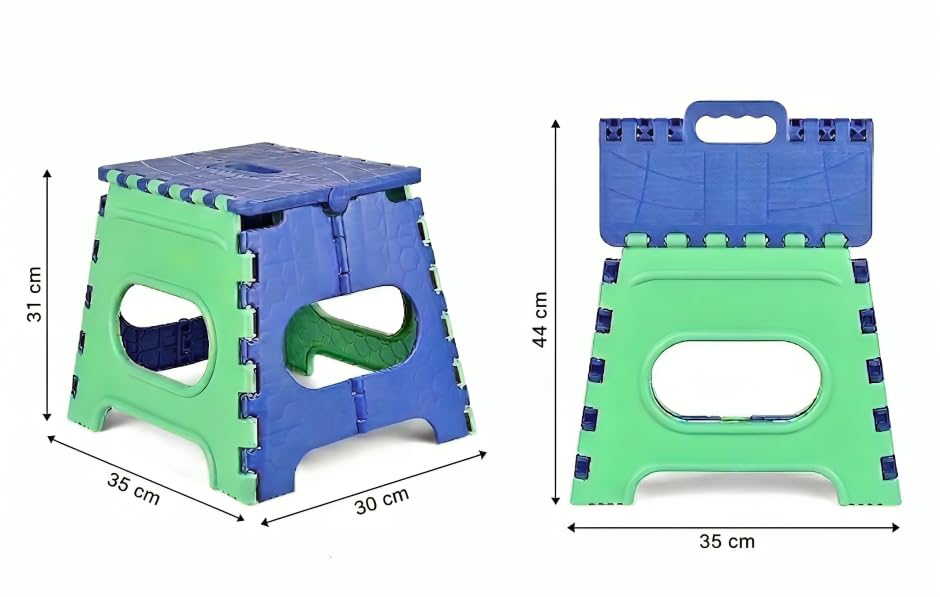 Image of U-MAX 12 Inch Portable Folding Step Stool, Compact, Lightweight & Durable for Kitchen, Bathroom, Outdoor Use (Blue-Green)
