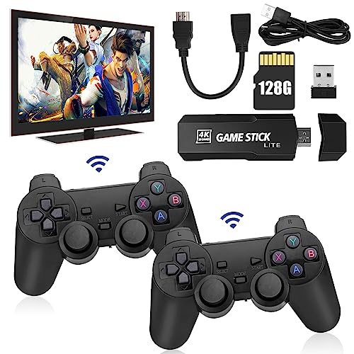 Wireless Retro Game Console,Retro Game Stick,Console Stick Game,4K HDMI Output,Plug and Play Video Game Stick Built in Games,Over 10 Classic Emulators, with Dual 2.4G Wireless Controllers (64)