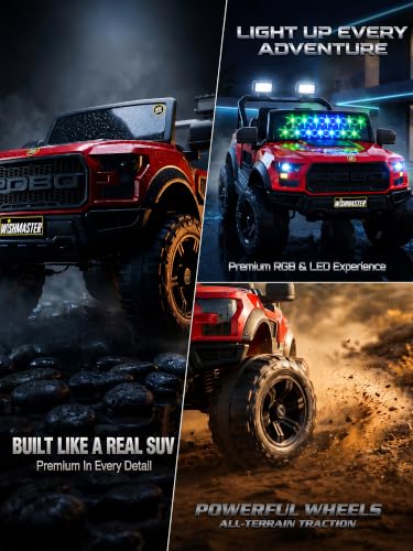 Image of Wishmaster 4x4 Driving EV Cars for 1, 2, 3, 4, 5, 6 Years | Remote + Steering + Mobile App Control | Kids Jeeps (Medium Size F-Raptor [1-8 Year Kids]