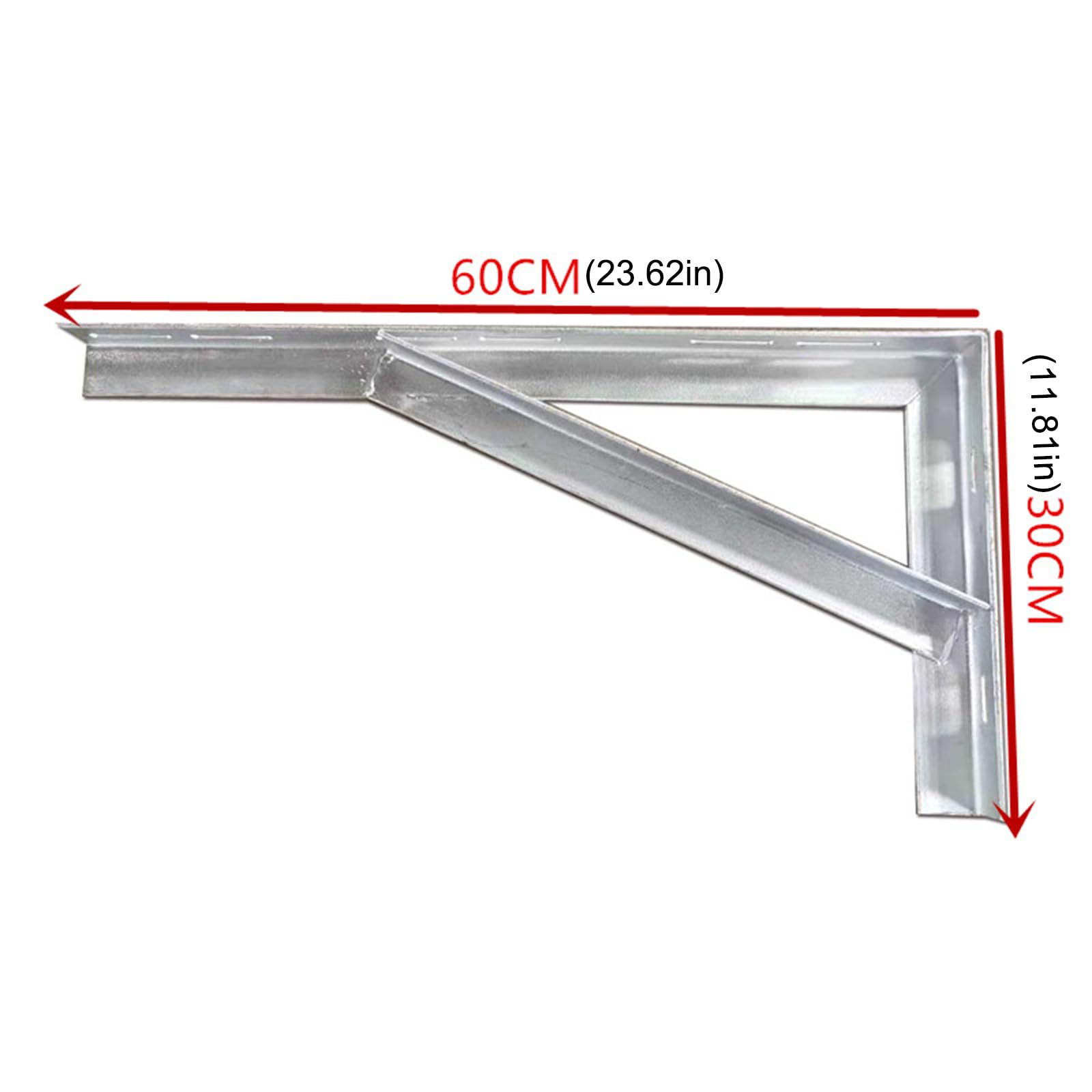 2x Soportes para Estantes Pesados de Pared,Escuadras para Estanterias de Triangulares de 90 Grados Angular,Estanterías del Hierro de Almacenamiento,con Tornillos,Plateado (60cm x 30cm)