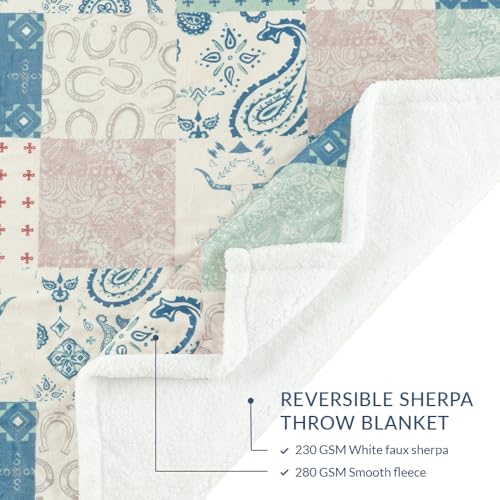 Image of Indigo Hill by HiEnd Accents Patchwork Paisley 54x68 Throw Blanket