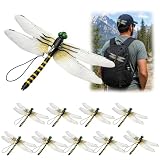 10PCS Dragon Fly Clips for Bugs Repellent - Lifelike 3D Fake Dragonflies to Keep Bugs Away,Durable PVC Dragonfly Clip for Garden Deck Patio Decor, Hat, Backpack, Outdoor Camping, Hiking, Fishing